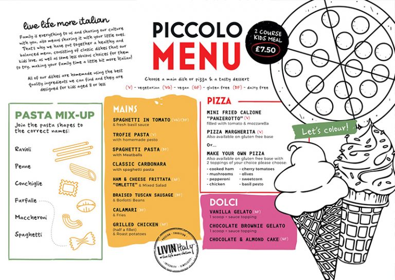 Kids Piccolo Menu LIVIN'Italy